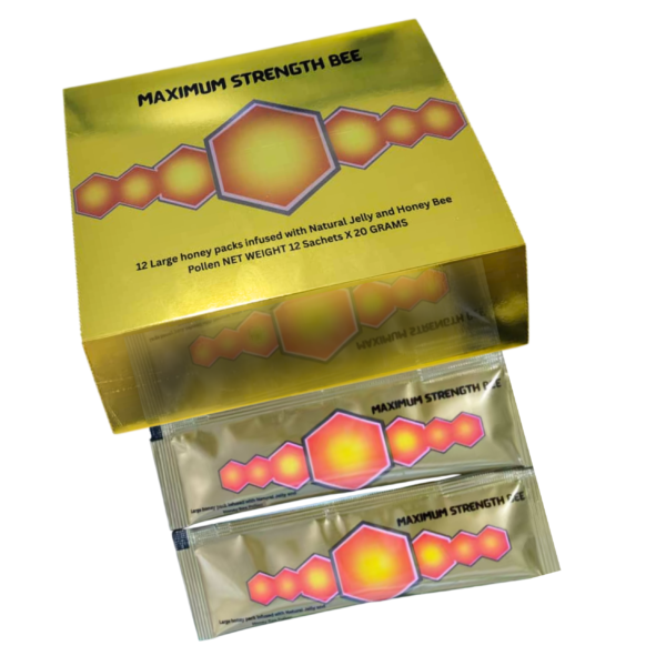 Large 12 Pack Of Natural Honey Pack With Natural Jelly - Bee Pollen From Ginseng & Herbs, Full Box Of 20G Honey 12 Sachets