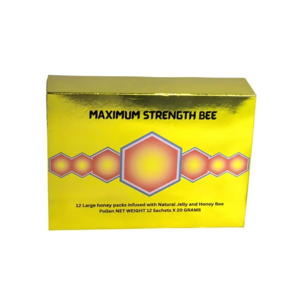 Large 12 Pack Of Natural Honey Pack With Natural Jelly - Bee Pollen From Ginseng & Herbs, Full Box Of 20G Honey 12 Sachets