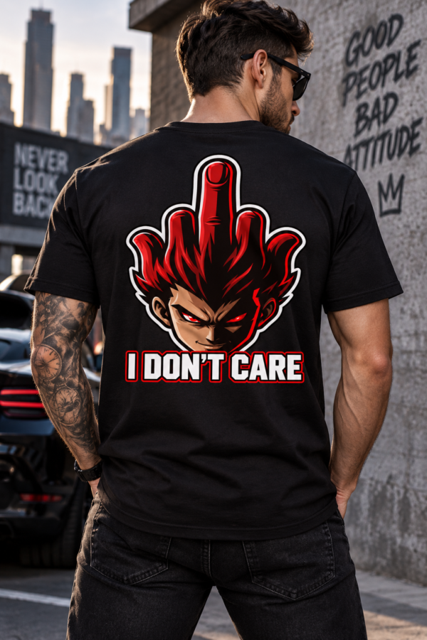 Unisex I Don’t Care – Bold Rebel Anime Graphic T-Shirt