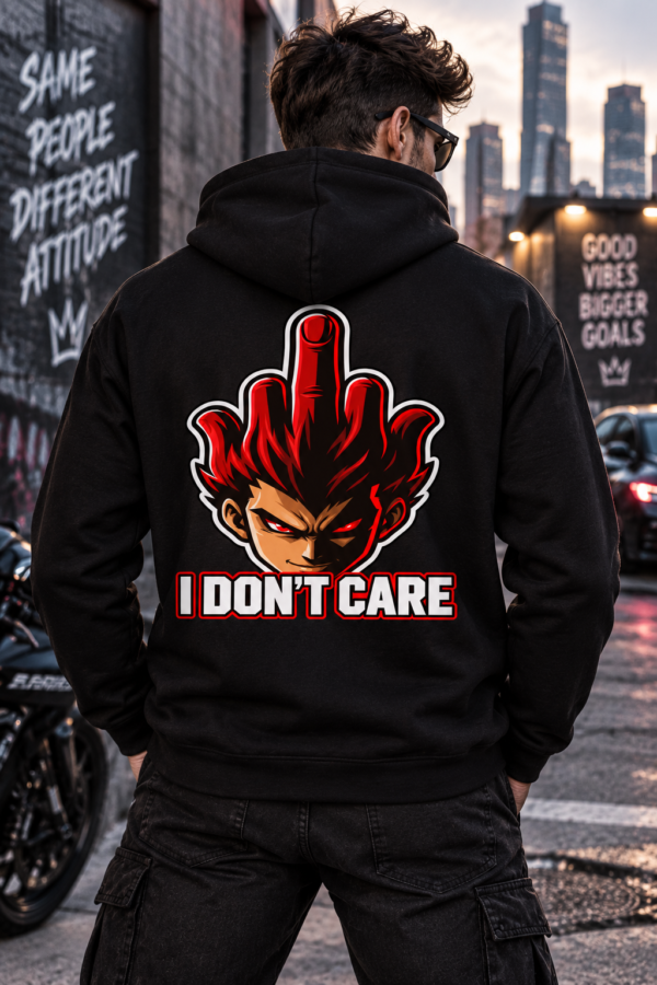 Unisex Hoodie I Don’t Care Hoodie – Bold Rebel Anime Graphic Pullover