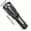 Super Bright High Lumens USB Rechargeable Multi-functional Outdoor Flashlight, LED Telescopic Zoom Handheld Torch for Camping, Hiking, Fishing, Emergency Travel