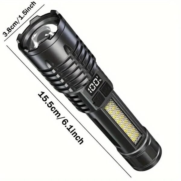 Super Bright High Lumens USB Rechargeable Multi-functional Outdoor Flashlight, LED Telescopic Zoom Handheld Torch for Camping, Hiking, Fishing, Emergency Travel