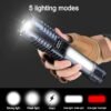 Super Bright High Lumens USB Rechargeable Multi-functional Outdoor Flashlight, LED Telescopic Zoom Handheld Torch for Camping, Hiking, Fishing, Emergency Travel