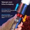 Super Bright High Lumens USB Rechargeable Multi-functional Outdoor Flashlight, LED Telescopic Zoom Handheld Torch for Camping, Hiking, Fishing, Emergency Travel