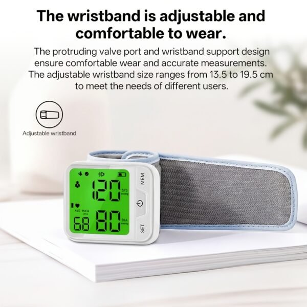 Wrist Blood Pressure Monitor – Automatic Digital BP Monitor with Adjustable Cuff, Large LCD Display, Pulse Rate & Irregular Heartbeat Detection, Portable Home Use Blood Pressure Machine for Seniors and Adults