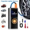 Portable Cordless Tire Inflator with Digital Gauge & LED Light, USB- Rechargeable Fast Air Compressor Suitable for Cars, Bikes, Motorcycles, Sports Equipment, USB- Air Pump for Car Tires, Tires, Emergency Inflation Device