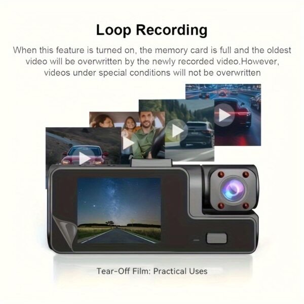 Two/Triple Camera Dash Cam - Infrared Night Vision, 1080P Front And 720P Rear, 170° Wide Angle & Built-In Audio - Optional 32GB Card, Loop Recording, G-Sensor - Perfect Vehicle Safety Camera 24 Hours Parking Mode for New Cars Or Holiday Gifts