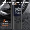 Portable Cordless Tire Inflator with Digital Gauge & LED Light, USB- Rechargeable Fast Air Compressor Suitable for Cars, Bikes, Motorcycles, Sports Equipment, USB- Air Pump for Car Tires, Tires, Emergency Inflation Device