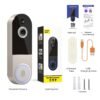 1440P Wireless Smart Doorbell, WiFi Camera, Night Vision Function, Artificial Intelligence Snapshot, Rechargeable Battery, Photo And Video Taking, Two-way Intercom, Local Storage