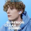 Wireless Earbuds 5.3, 24-Hour Battery Life, LED Power Display Transparent Charging Case, Cute Light Blue In-Ear Headphones, Suitable for Women And Girls, Ideal for Sports, Travel, And More, Compatible with Iphone And Android Devices