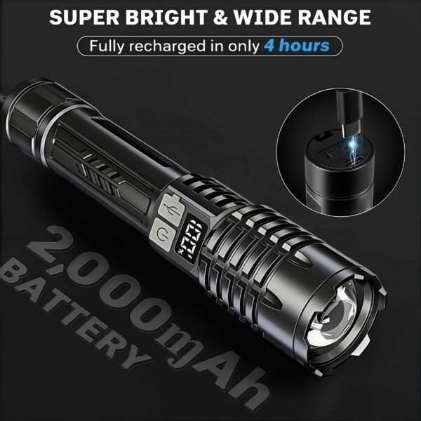 4-Pack Tactical Survival Kit Must Have: Super Bright Rechargeable LED Flashlights Set, Zoomable Spotlight & USB Charging For Emergency Preparedness, Power Outage Supplies, Camping Gear, Perfect Men Gifts