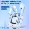 Wireless Earbuds 5.3, 24-Hour Battery Life, LED Power Display Transparent Charging Case, Cute Light Blue In-Ear Headphones, Suitable for Women And Girls, Ideal for Sports, Travel, And More, Compatible with Iphone And Android Devices