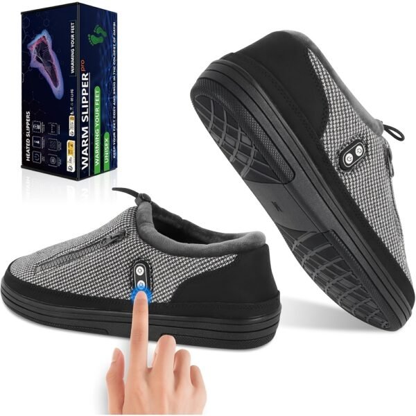 Warm Slippers with Four Heating Settings, Cordless Foot Warmers Designed for Chilly Feet, Perfect for Cold Weather. These Cozy Indoor And Outdoor Shoes Are Ideal for Camping, Featuring a 5000Mah Rechargeable Battery