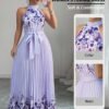 Fashionable New Women'S Summer Halter Floral Print Pleated Dress