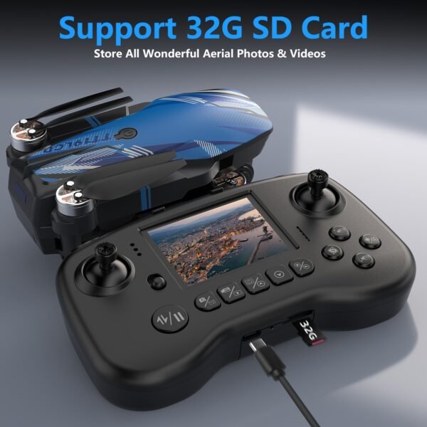 product-fancy-0601b8e8-7e2f-437f-adb5-f05e65c57db2-1 Beginner Adult 2-Camera Drone, 2.8-Inch LCD Screen, Professional Brushless Motor 270° Obstacle Avoidance, Altitude Hold 3D Flips 3 Speeds Headless Mode One-Key Takeoff/Landing, Foldable RC Quadcopter Supports 32G SD Card