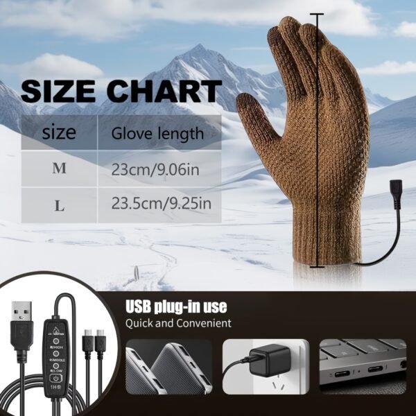 Intelligent Temperature-controlled Electric Heating Gloves, with Three-level Intelligent Temperature Adjustment, Double-sided Heating. It Features a Touch Screen Design and Is a Great Gift for Winter.