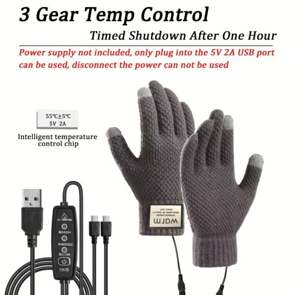 Intelligent Temperature-controlled Electric Heating Gloves, with Three-level Intelligent Temperature Adjustment, Double-sided Heating. It Features a Touch Screen Design and Is a Great Gift for Winter.