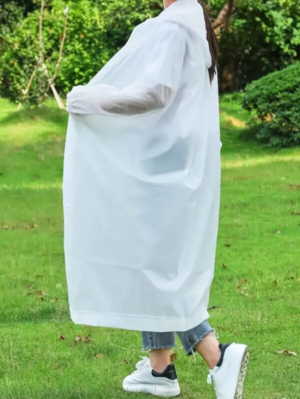product-fancy-0cc3d481-e3ad-4df7-99ba-6498d8e3c2ba-2 1pc White Thickened Transparent EVA Hooded Full-Body Raincoat, Portable Outdoor Rain Jacket Long Sleeve Jumpsuit Raincoat Adult Outdoor Riding Fashion Jumpsuit Raincoat Raincoat Adult Fashion Trench Coat Style Raincoat EVA