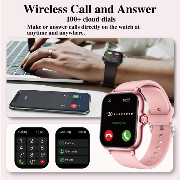 1.83-Inch Multifunctional Full Touch Screen Sports Smart Watch with Answer Make Call, Fitness Tracker, Voice Assistant, Remote Photography, Alarm Clock, Music Control, Information Alerts, Pedometer, Vibrant Display