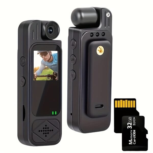 Intelligent Recording Device - 1080P High Definition Body Camera, Lens That Rotates 180 Degrees, Portable Handheld Camcorder, USB Rechargeable, Ideal Present for Celebrations And Anniversaries
