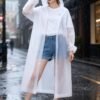 product-fancy-0e594606-32d3-4ebc-9f3f-dcf744244135 1pc White Thickened Transparent EVA Hooded Full-Body Raincoat, Portable Outdoor Rain Jacket Long Sleeve Jumpsuit Raincoat Adult Outdoor Riding Fashion Jumpsuit Raincoat Raincoat Adult Fashion Trench Coat Style Raincoat EVA