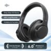 KVIDIO Bluetooth 6.0 Wireless Headphones, 65 Hours Playtime, Sealed Type, Microphone Included, Soft Earmuffs &Light Weight for Prolonged Waring for PC/Travel/School/iPad