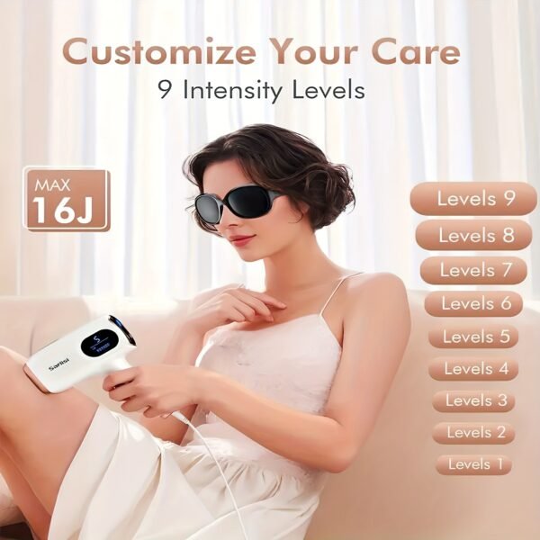 Sarlisi IPL Hair Removal For Women And Men, IPL Device Hair Removal For Nearly Painless & Long-Lasting Results, 9 Modes & Auto Flashing For Fast Full Body Hair Removal From Home