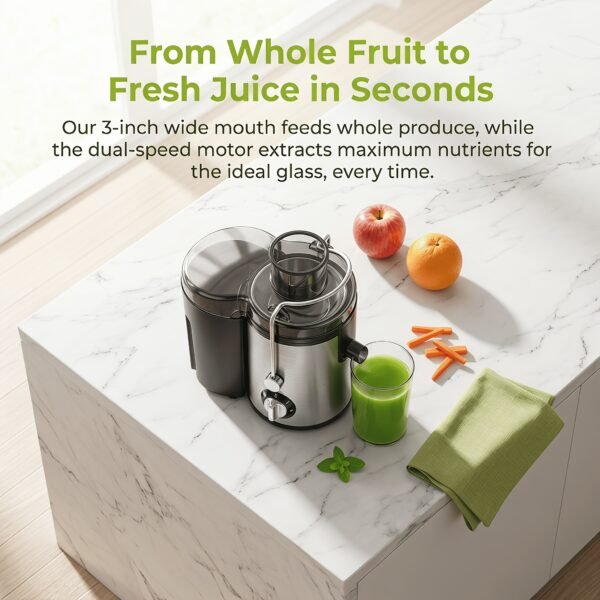 Fruit And Vegetable Centrifugal Juicer - 2-speed Adjustable Juicer with 3-inch Wide Feed Chute, Equipped with A 0.52-quart Juice Cup And A 54oz Pulp Container, Easy-to-clean Electric Juicer