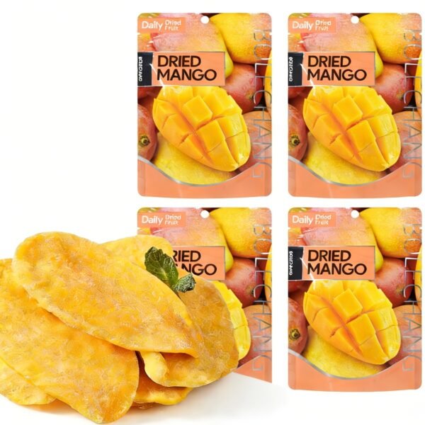 Dried Fruit Snacks, 4 Bags Dried Mango Slices, Sweet Tangy Chewy Mango Fruit Snacks for Office Snacks, Lunch Box, Tea Time, Back to School, Halloween Party Bowls And Christmas Gift Bags