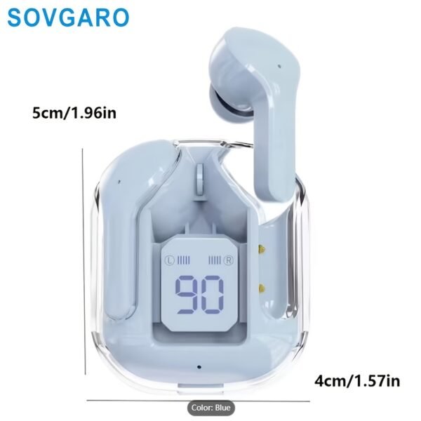 Wireless Earbuds 5.3, 24-Hour Battery Life, LED Power Display Transparent Charging Case, Cute Light Blue In-Ear Headphones, Suitable for Women And Girls, Ideal for Sports, Travel, And More, Compatible with Iphone And Android Devices