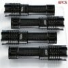 4-Pack Tactical Survival Kit Must Have: Super Bright Rechargeable LED Flashlights Set, Zoomable Spotlight & USB Charging For Emergency Preparedness, Power Outage Supplies, Camping Gear, Perfect Men Gifts
