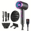 product-fancy-19b96ef6-9e84-4708-9195-b1fe441b4358 Professional Ionic Hair Dryer, Powerful 1600W Quick Dry Low Noise Hair Dryer with 2 Concentrator Nozzles 1 Diffuser Attachment 3 Combs One Multi-Purpose Hanger for Home Salon Travel (Gray, White, Red, Green, Purple, Pink)