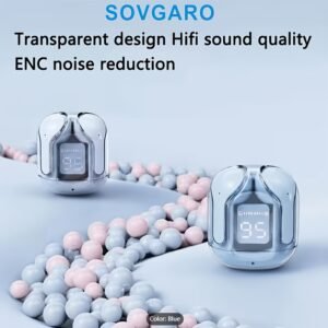 product-fancy-1ad51fa3-7c74-40f8-9680-f5f651924196 Wireless Earbuds 5.3, 24-Hour Battery Life, LED Power Display Transparent Charging Case, Cute Light Blue In-Ear Headphones, Suitable for Women And Girls, Ideal for Sports, Travel, And More, Compatible with Iphone And Android Devices