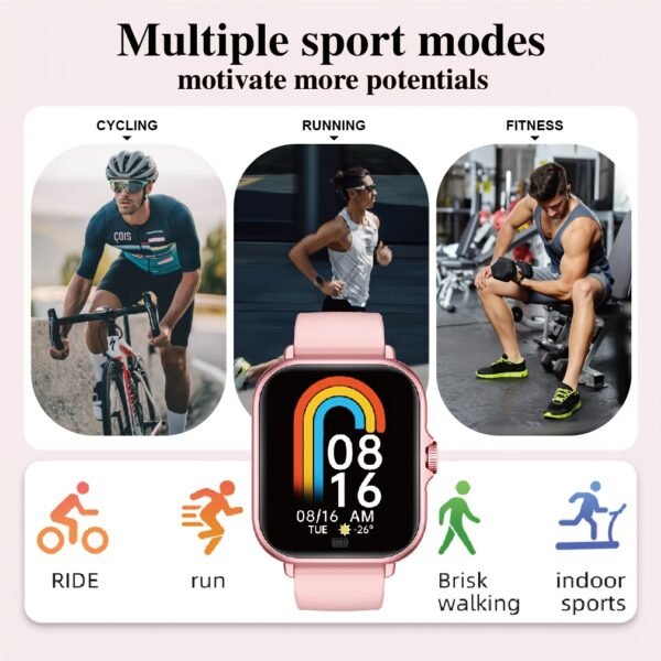 1.83-Inch Multifunctional Full Touch Screen Sports Smart Watch with Answer Make Call, Fitness Tracker, Voice Assistant, Remote Photography, Alarm Clock, Music Control, Information Alerts, Pedometer, Vibrant Display