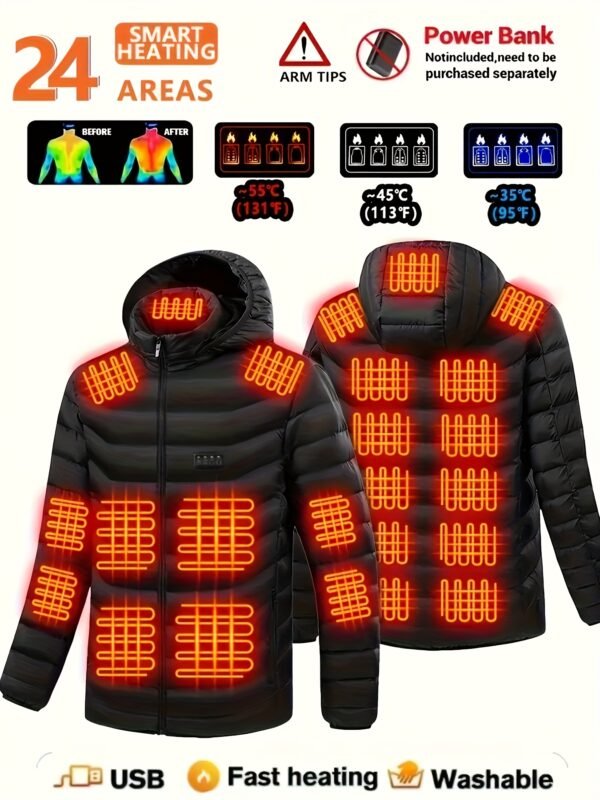 Men'S Heated Jacket, Couple Model, 24-Zone Heating, The First Choice for Outdoor Camping, Daily Leisure Outings, Windproof Jacket, Popular in Cold Areas