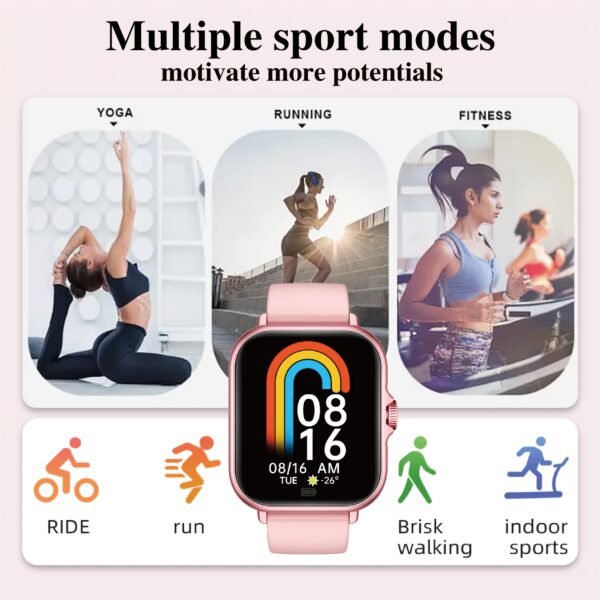 1.83-Inch Multifunctional Full Touch Screen Sports Smart Watch with Answer Make Call, Fitness Tracker, Voice Assistant, Remote Photography, Alarm Clock, Music Control, Information Alerts, Pedometer, Vibrant Display