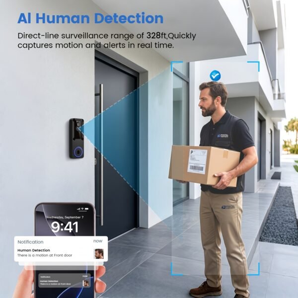 product-fancy-21a83d45-8e34-427b-be49-70fd4f818747 2pcs/1pc Smart Wireless Doorbell Camera System with Puvue App Compatible Indoor/Outdoor