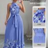 Fashionable New Women'S Summer Halter Floral Print Pleated Dress