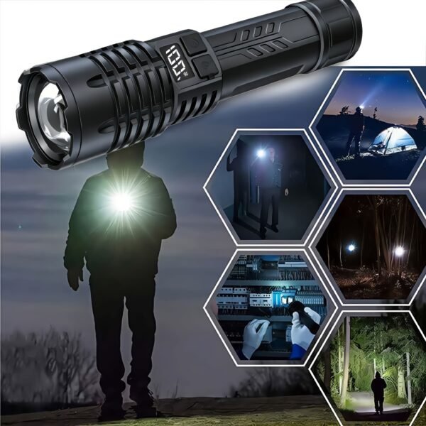 4-Pack Tactical Survival Kit Must Have: Super Bright Rechargeable LED Flashlights Set, Zoomable Spotlight & USB Charging For Emergency Preparedness, Power Outage Supplies, Camping Gear, Perfect Men Gifts
