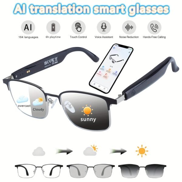 AI Smart Glasses, Smart Glasses With 160 Languages Real Time Translation Support, Chat GPT System, Hvesbsfsy New Multi-functional Audio Glasses For Men And Women, Built-in Microphone And Speaker, HD Voice Calls And HIFI Music Quality