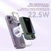 Magnetic Wireless Charging Power Bank, 5000/10000mAh Battery 15W Fast Wireless Charging 22.5W PD Fast Charging Power Bank, 2 Outputs And Dual Input External Battery Pack for Ios 16/15/14/13/12/11 And Other Android Universal