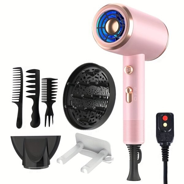 product-fancy-2640ea7e-8c97-4523-9e86-621654a6bb9c Professional Ionic Hair Dryer, Powerful 1600W Quick Dry Low Noise Hair Dryer with 2 Concentrator Nozzles 1 Diffuser Attachment 3 Combs One Multi-Purpose Hanger for Home Salon Travel (Gray, White, Red, Green, Purple, Pink)