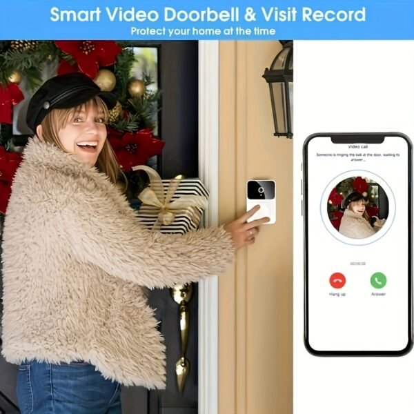 Wireless Video Doorbell with Two-Way Communication, Wi-Fi Connectivity, High Definition, Night Vision Capabilities, Remote Control Via App, Easy Setup, And HD Cameras for Home Security