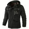 product-fancy-2a6936ee-a977-4d7a-bfa4-594535b09139-1 New Men's Multi-Pocket Cargo Jacket, Men's Outdoor Windbreaker, Sporty Style, College Style, Vintage Style Outdoor Jacket, Elegant Spring and Autumn Front Placket Snap Button Design, High Quality Zipper, Luminous Strip Decoration, Checkered Print