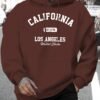 Men'S New Fashion United States Los Angeles California EST.1776 Letter Print Casual Sweatshirt Trendy Drawstring Hoodie Fall Winter Top Comfortable Versatile Long Sleeve Hooded Sweater