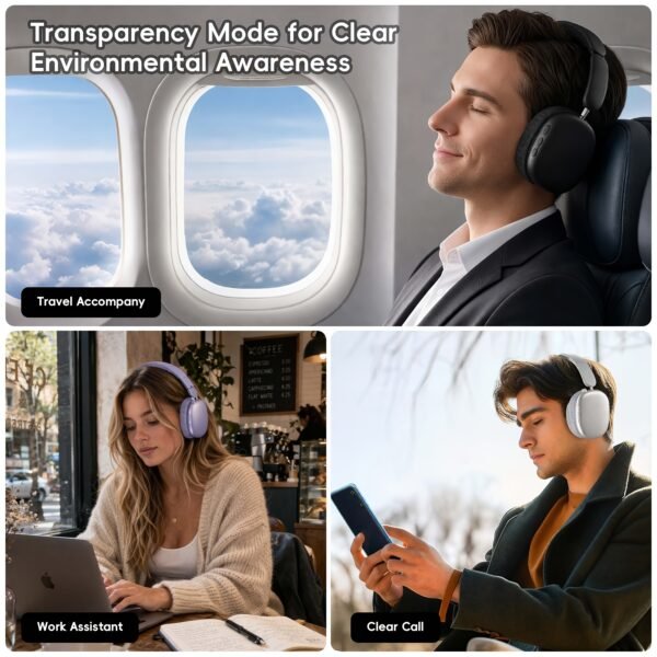 1pc Wireless Over-Ear Headphones, Noise Cancellation Headphones, USB-C Charging, Lightweight Folding, Hi-Res Audio, Compatible with IOS, Android, PC, Suitable for Travel, Work, Laptops And Phones, Gaming Headphones, Perfect for Gifts