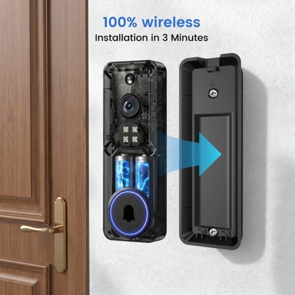 product-fancy-31e111ed-bf9e-4137-9cc2-0d0601aa8c86 2pcs/1pc Smart Wireless Doorbell Camera System with Puvue App Compatible Indoor/Outdoor