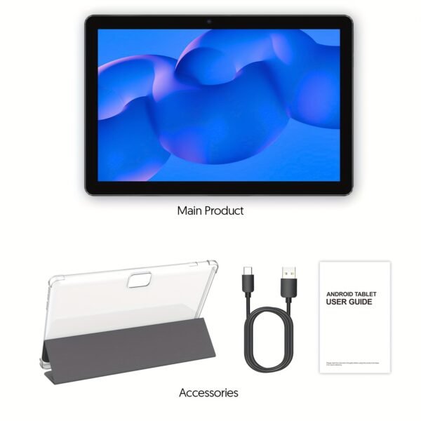 Android 13 2-in-1 Tablet with Keyboard, 4 Core Processor, 10.1 Inch, 7(3+4)GB RAM+64GB ROM, 1TB Expandable Storage, 6000mAh Battery, 5G WiFi 6, 2MP+8MP Dual Camera, 1280 * 800 FHD IPS Screen, Comes with Keyboard, Case, Stylus, And Pen.Stylus Without Electricity