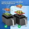 6pcs Set of Double-layer Frying Basket Accessories, Suitable for Ninja DZ201 Foodi and Other 8QT-10QT Dual-zone Dual-fryer Air Fryers, Includes Air Fryer Rack Set(2 Frying Basket Racks+ 4 Skewers)