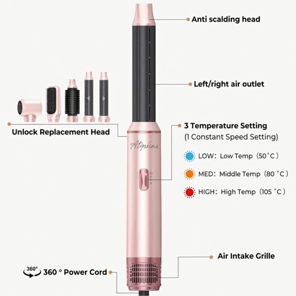 Air Styler Set Hair Styler 5in 1 Hair Dryer Brush with Curl, Straighten, Volumise, Smooth And Hair Dryer Brushes for Styling, Hot Hair Styler for All Hair